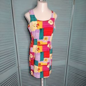 John Roberts Vintage Knee Length Sheath Dress ~ Sz 8 ~ Sleeveless ~ Floral